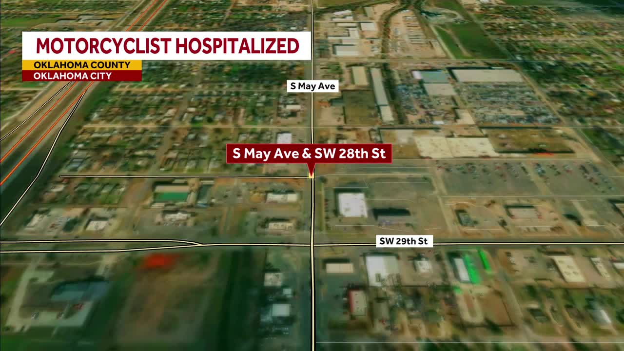 Motorcyclist hospitalized after crash in OKC