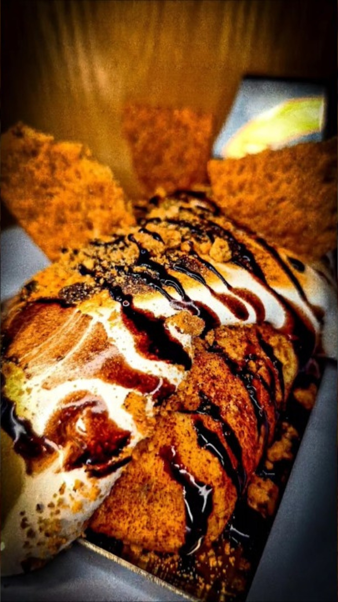 A creative s'mores dessert with smoked cream cheese