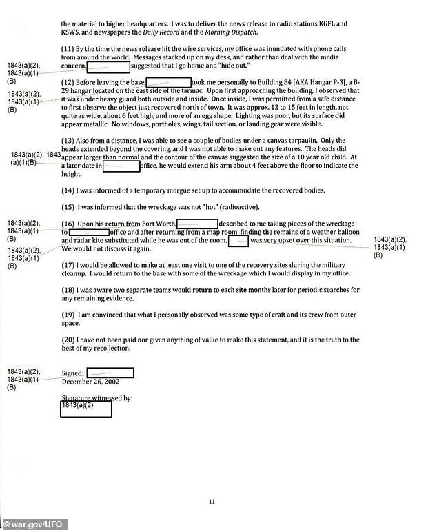Pentagon releases UFO files detailing non-human bodies and mysterious ...