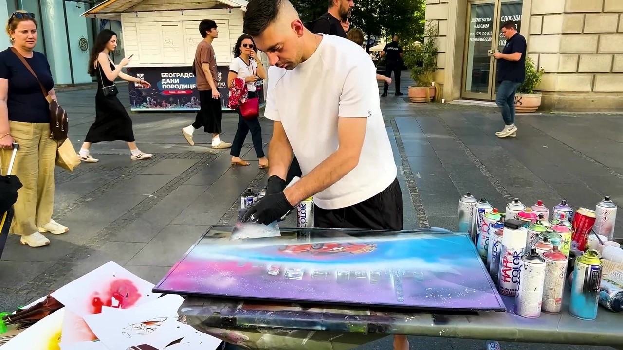 Spray painting a stranger's TV for $20
