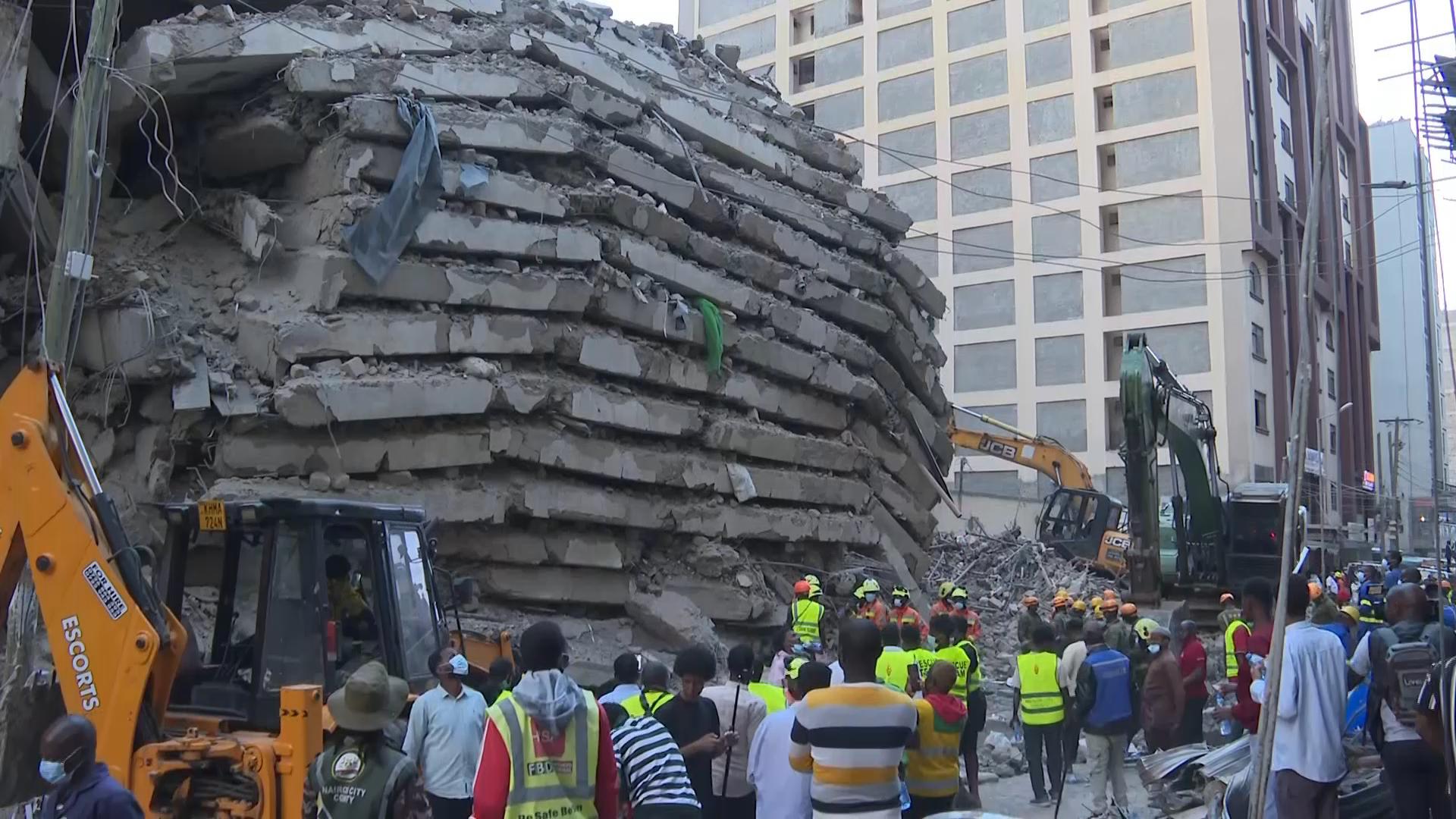 Many feared trapped as a tall building collapses in Kenya