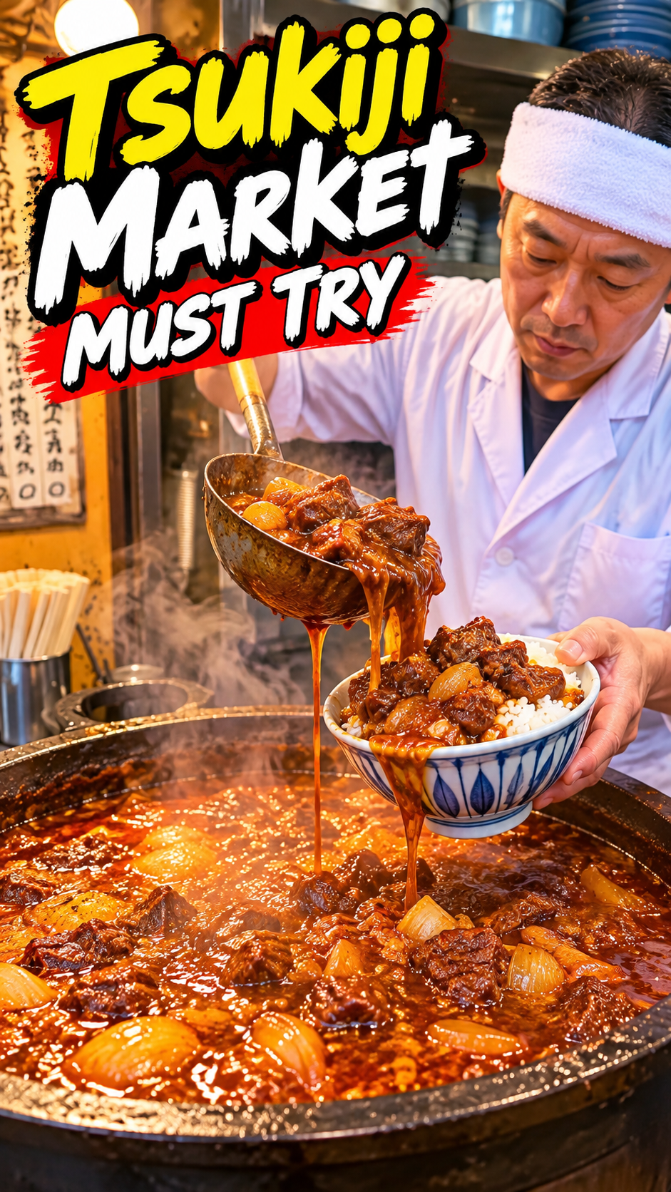 Giant pot of Japanese beef stew for breakfast 🥘 | Tsukiji Market, Tokyo