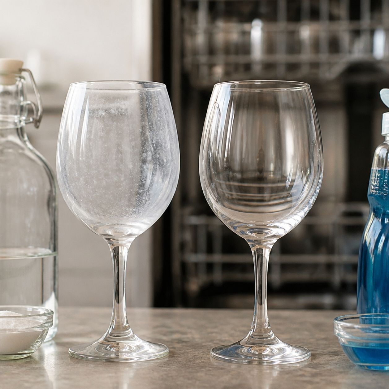 Voile blanc sur les verres : vinaigre ou liquide de rinçage, que choisir
