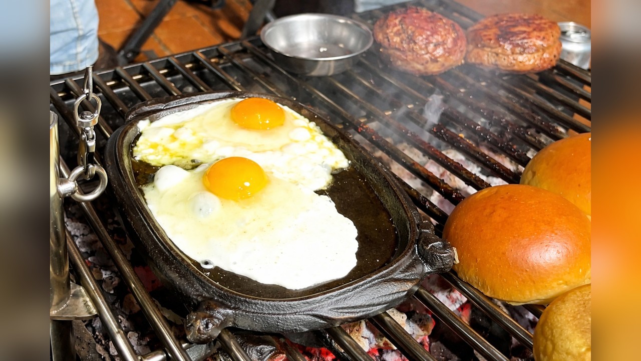 Ribeye steak and egg breakfast sandwich at the pit