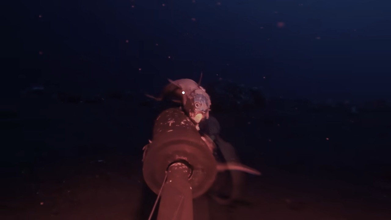 A camera 130 meters below the surface captures an ocean sunfish passing by