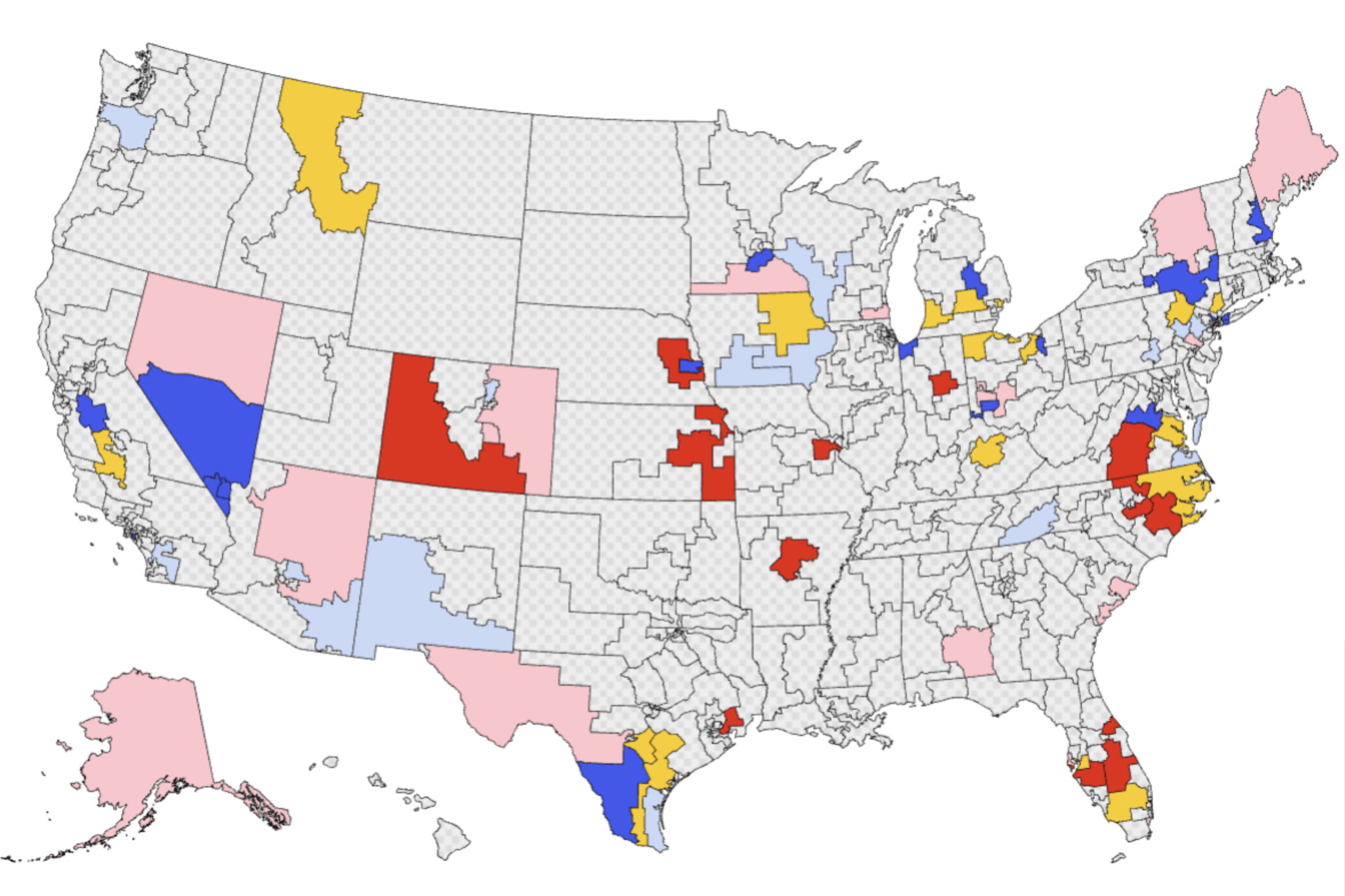 Map shows closest House races as Cook shifts 19 seats toward Democrats