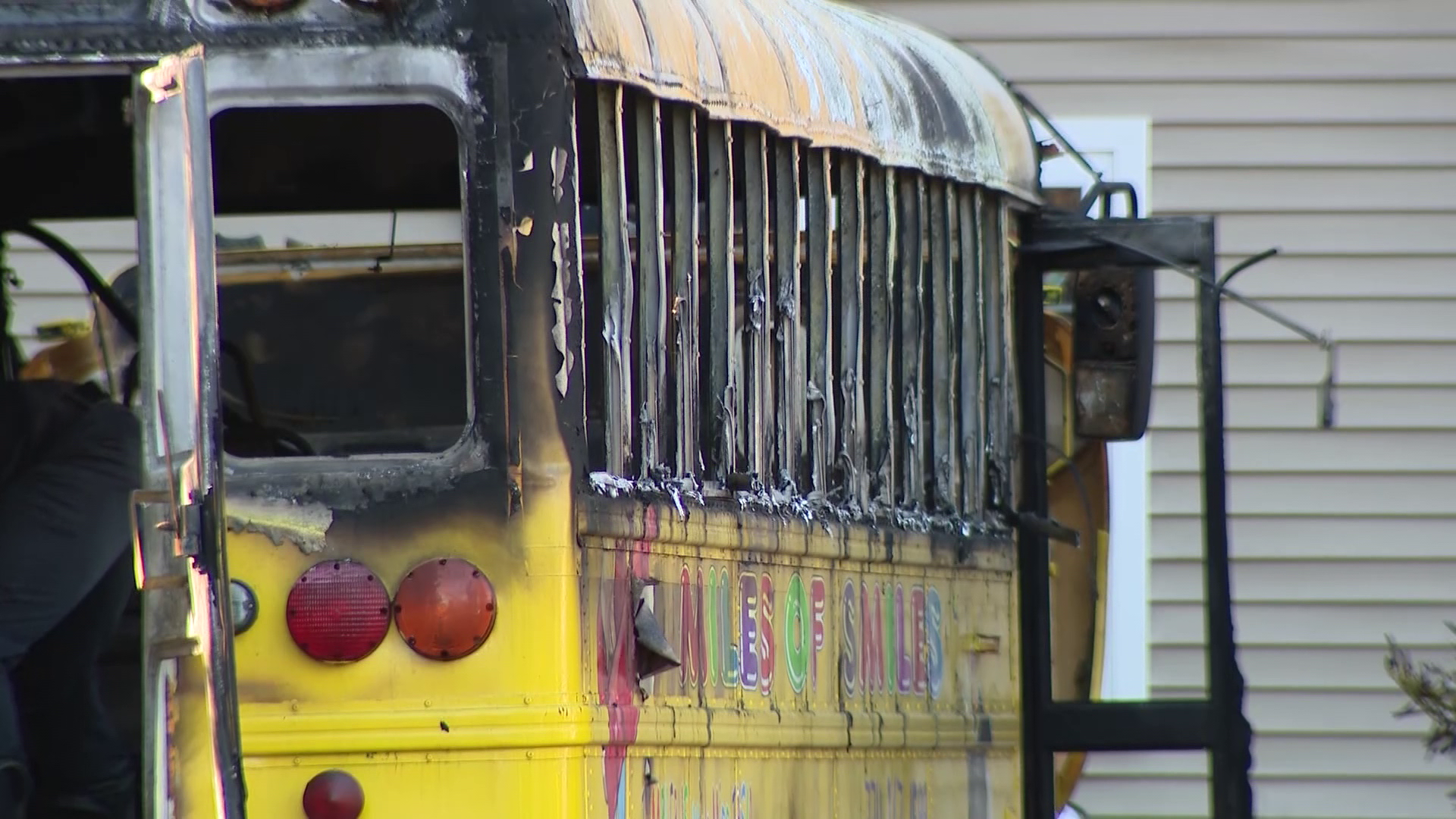 School bus burns outside Hopkinton day care facility