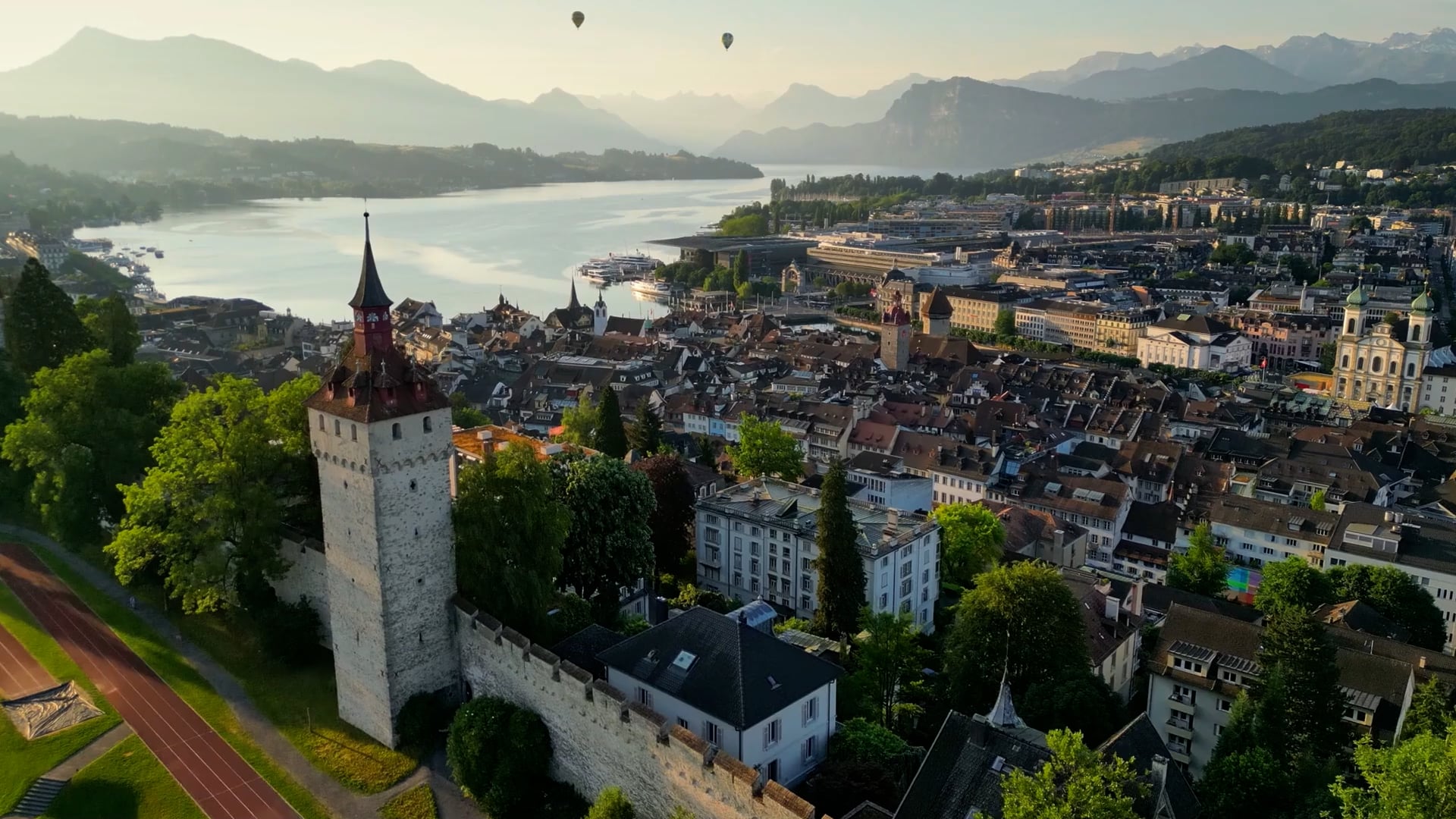 Aerial views of Lucerne showcase the stunning beauty of Switzerland
