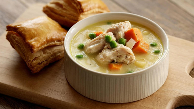 All you need is 3 canned ingredients for shortcut chicken pot pie filling