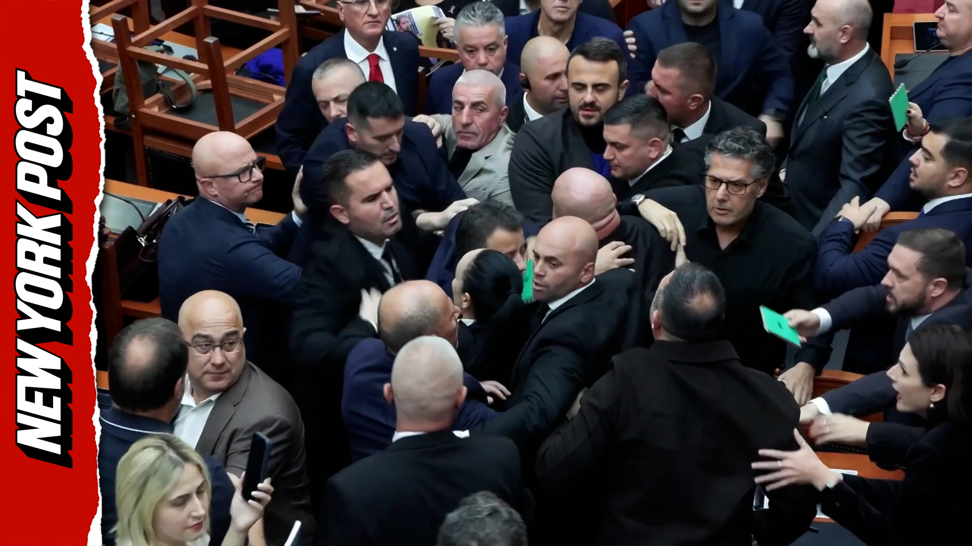 Fists fly in Albanian parliament as lawmakers clash over student protests
