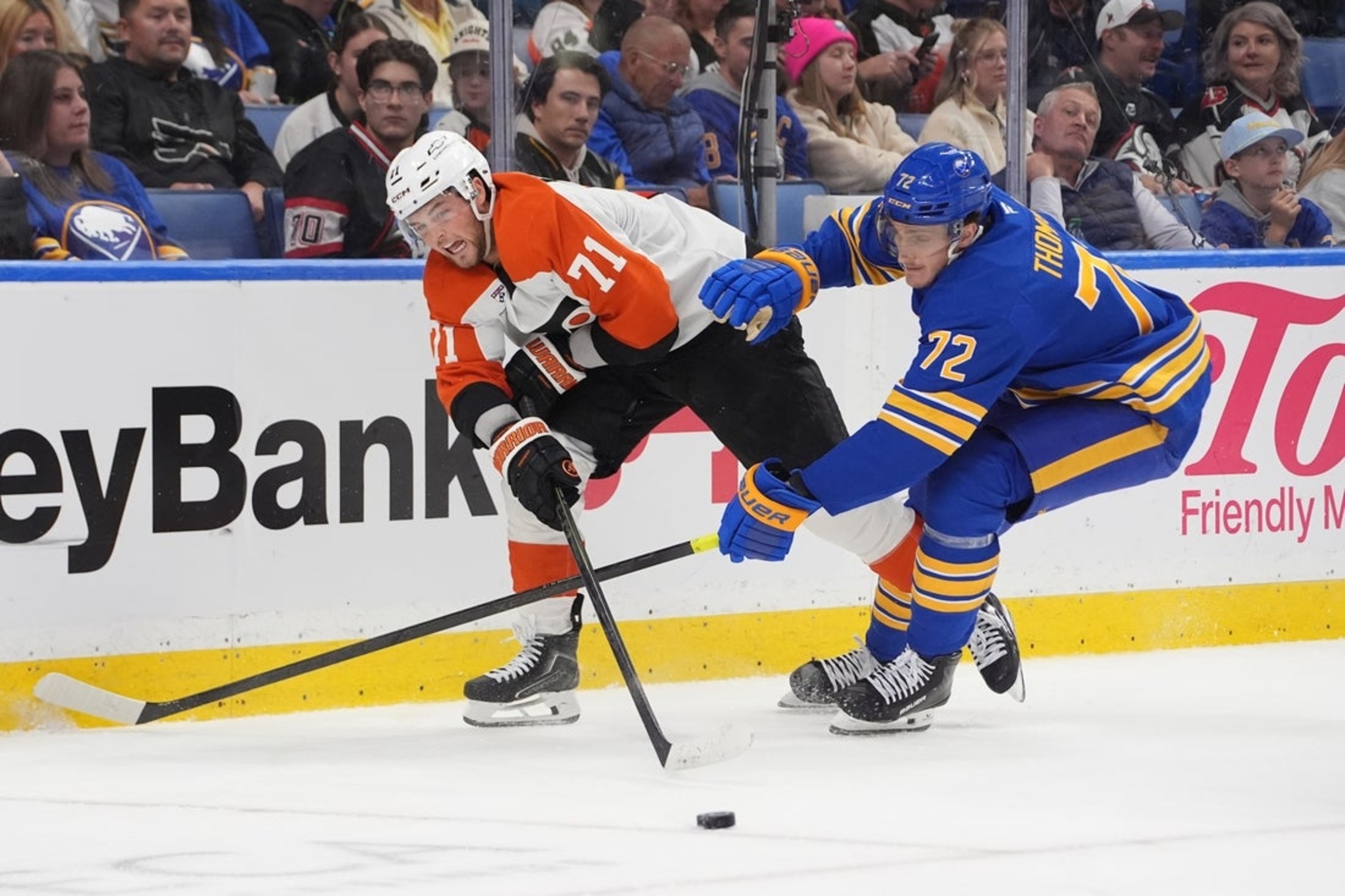 Familiar faces square off as ascending Flyers host road-weary Ducks