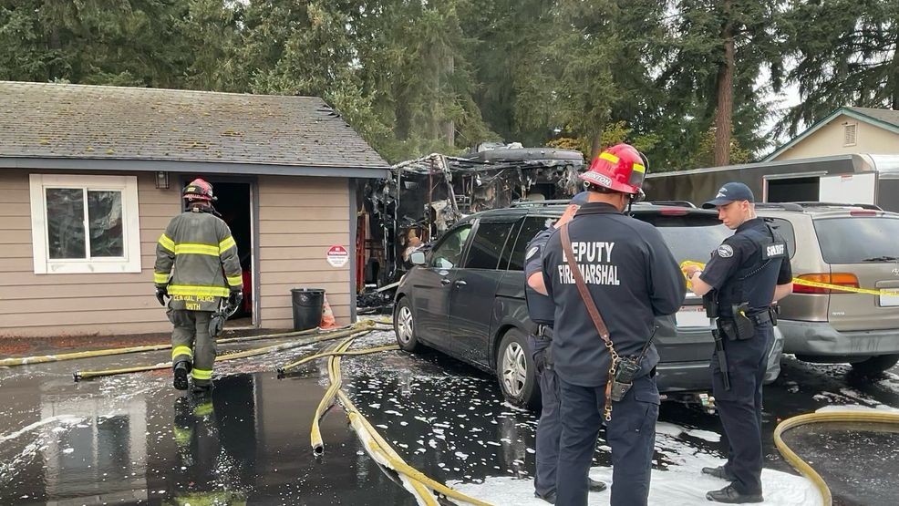 Man found dead inside motorhome destroyed in Spanaway-area fire
