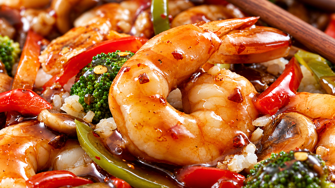 Removing seafood early prevents rubbery shrimp stir-fry