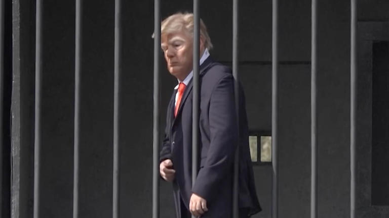 Tehran art display puts Trump behind bars and tells passers-by 'It is a ...