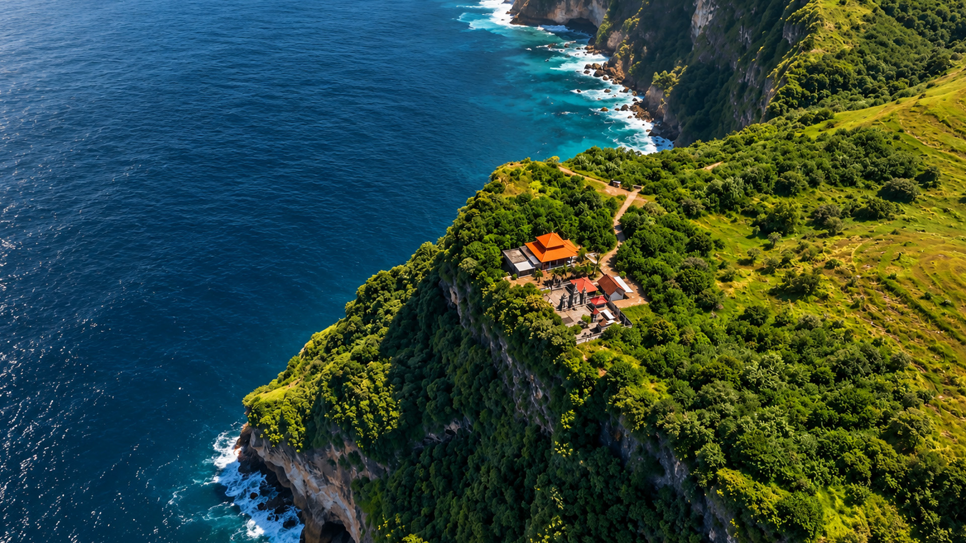A hidden temple standing above Bali's steep sea cliffs