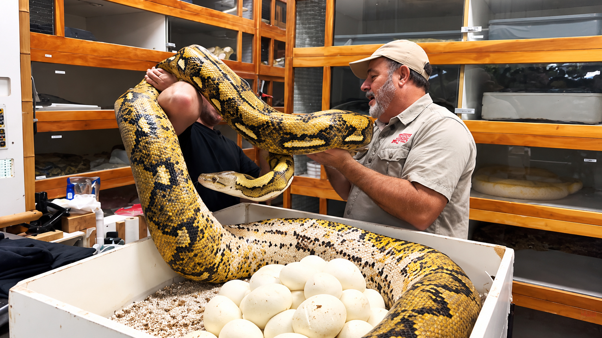 Giant python becomes a different snake after motherhood