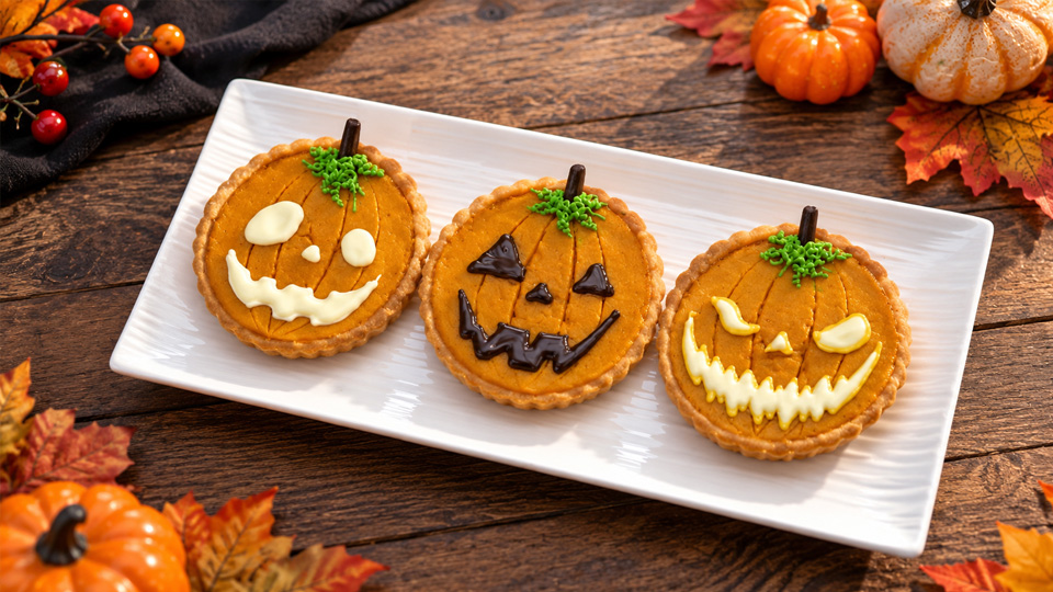 Amazing jack o lantern tarts with chocolate decorations