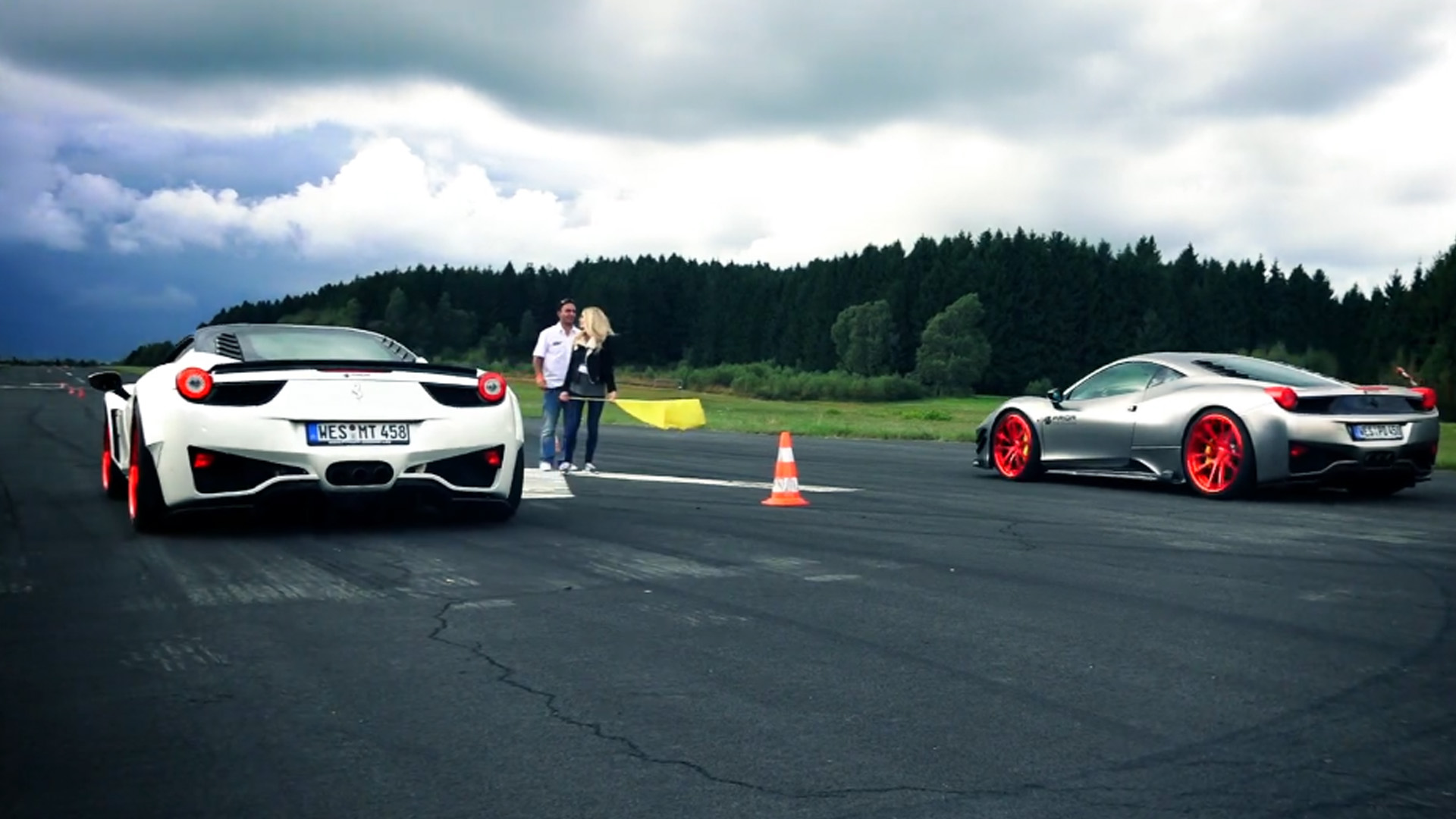 A drag race gives this Ferrari 458 Italia its stage