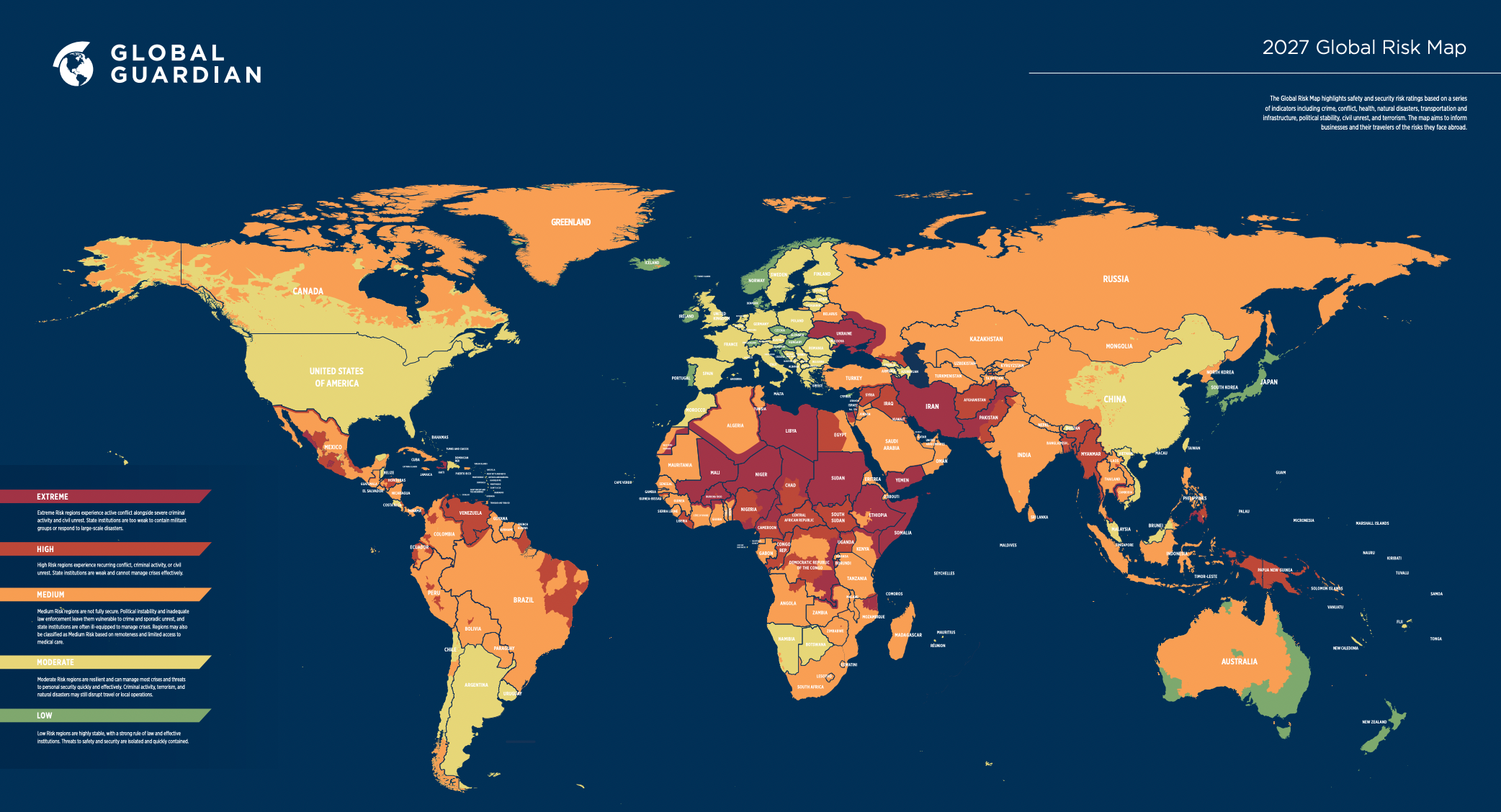 This global risk map shows the safest and most dangerous travel ...