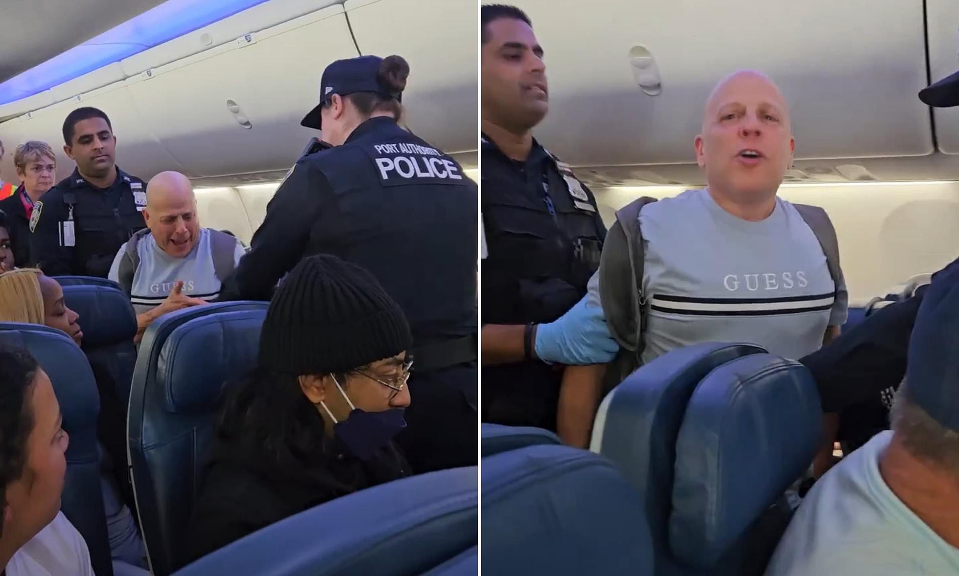 Brooklyn man, 60, filmed hurling foul-mouthed racist abuse while being escorted off Delta plane