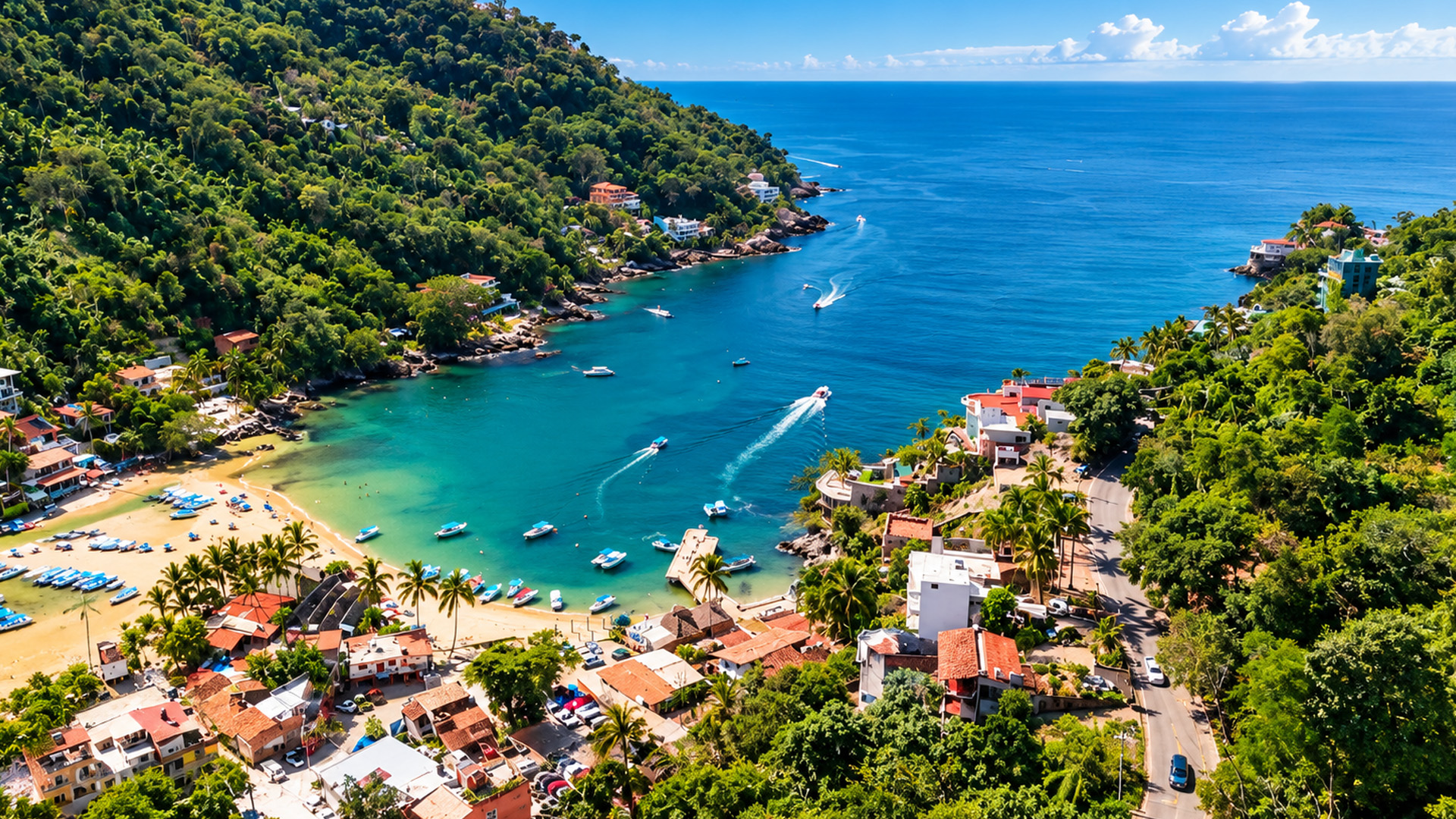 A tropical village along Mexico's turquoise blue coast