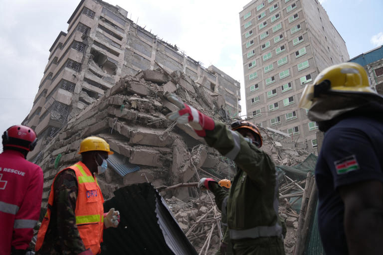 Many feared trapped as a tall building collapses in Kenya