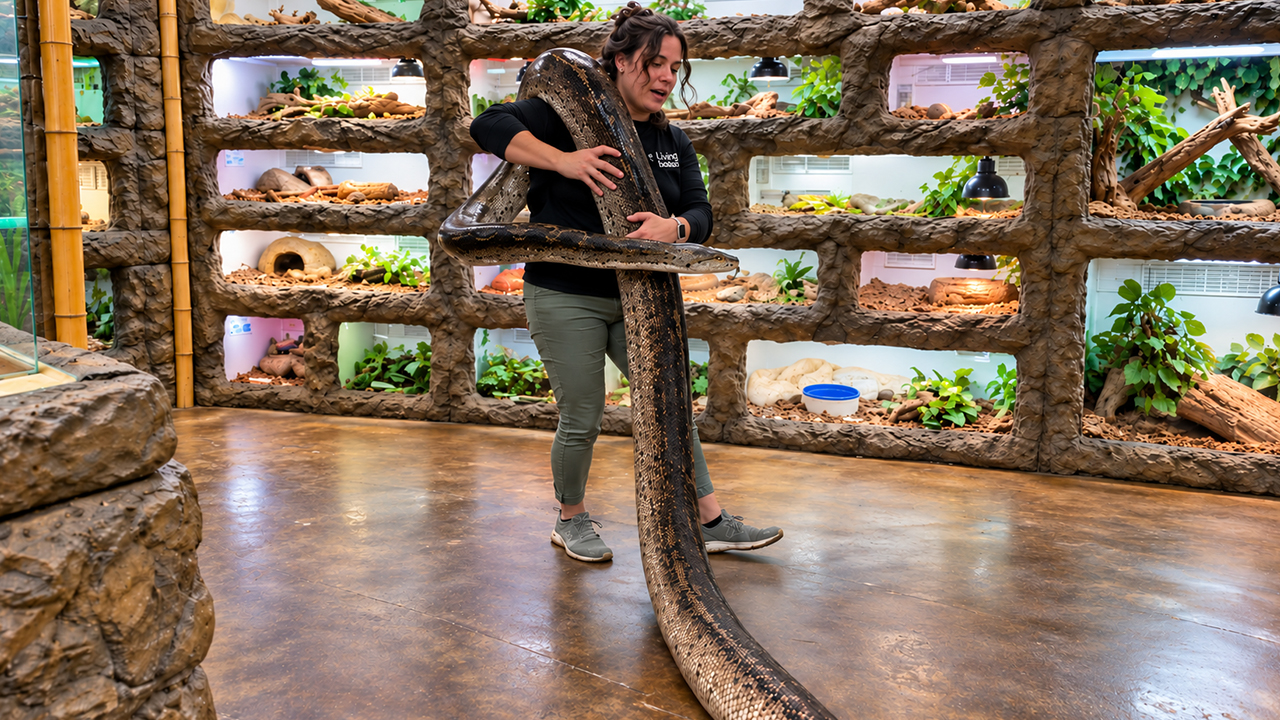 Handling a 20 foot python becomes full-body workout