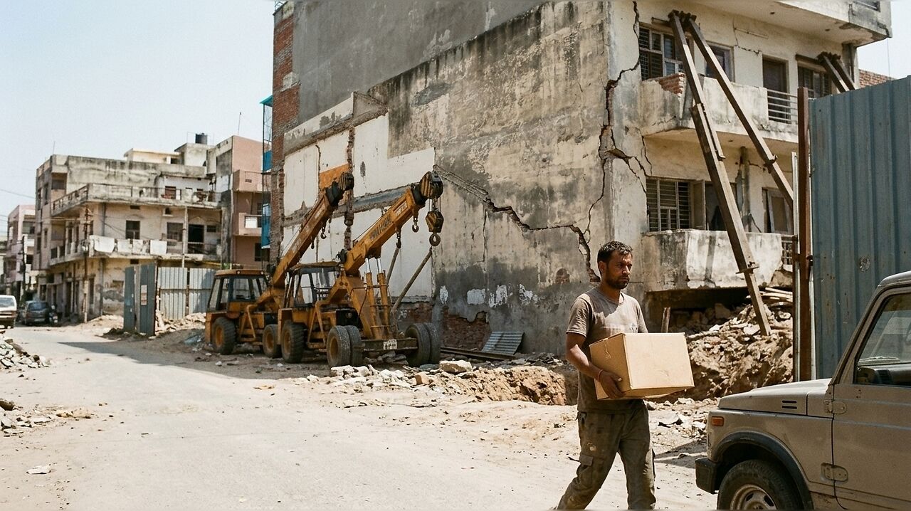 Gurgaon residents evacuated after building tilts following nearby ...