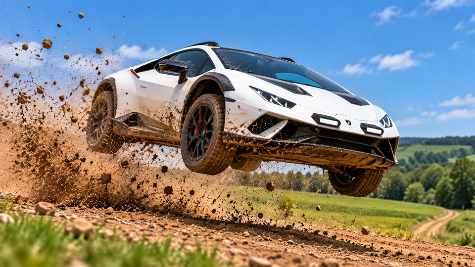 A Lamborghini Sterrato pushes beyond its offroad limits