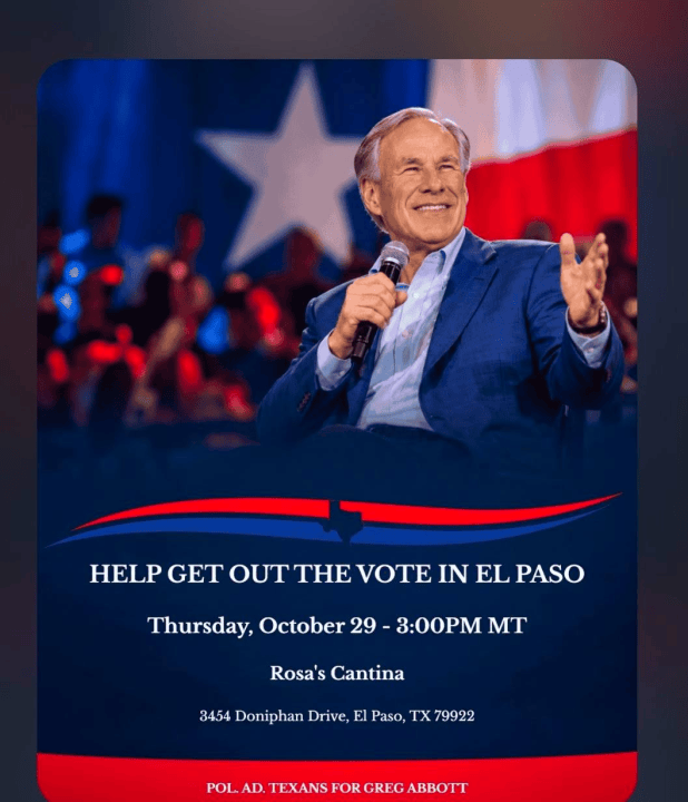 Abbott returns to El Paso to rally one final push for voters