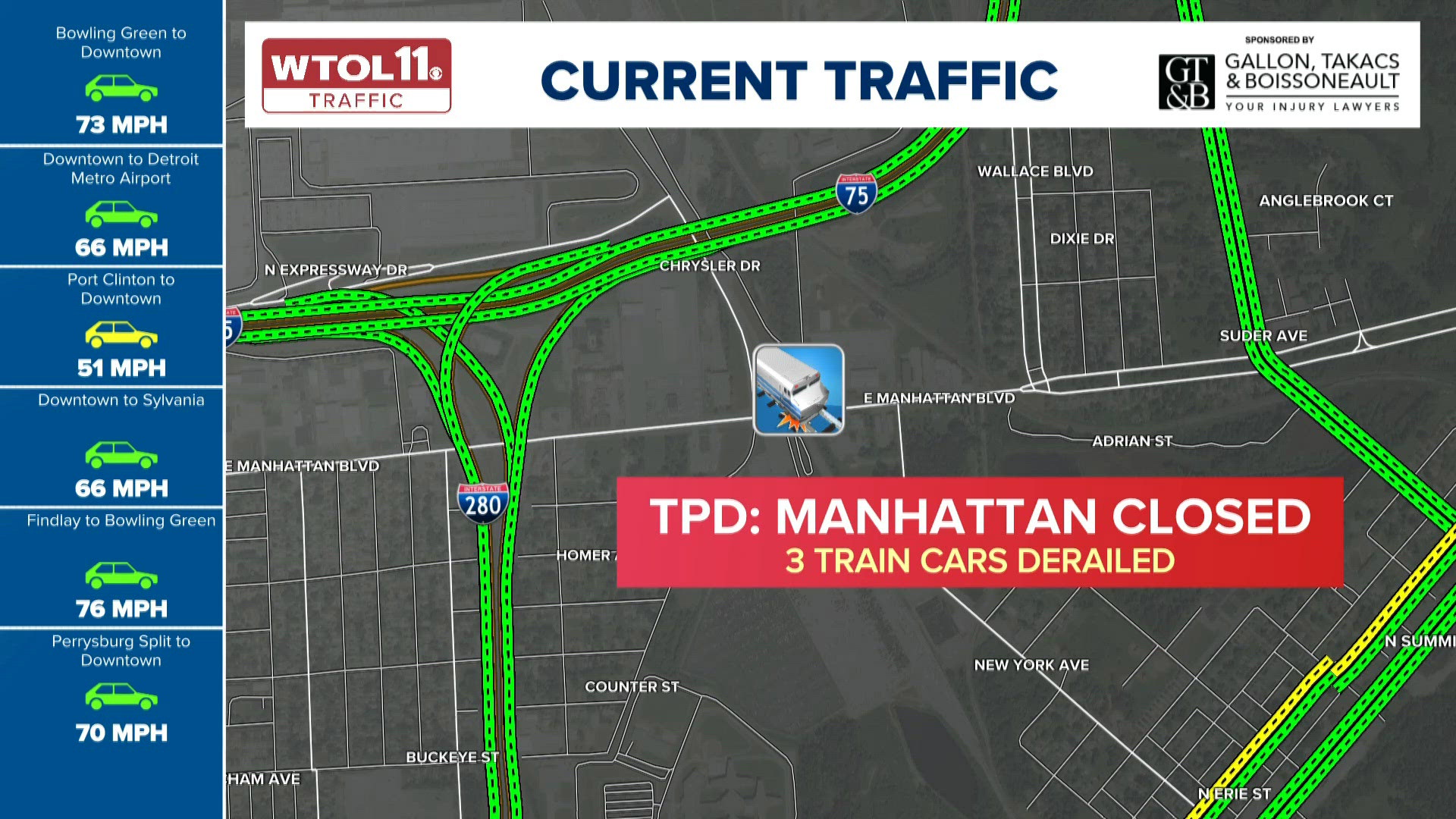 East Manhattan Boulevard shut down by railroad after train derailment