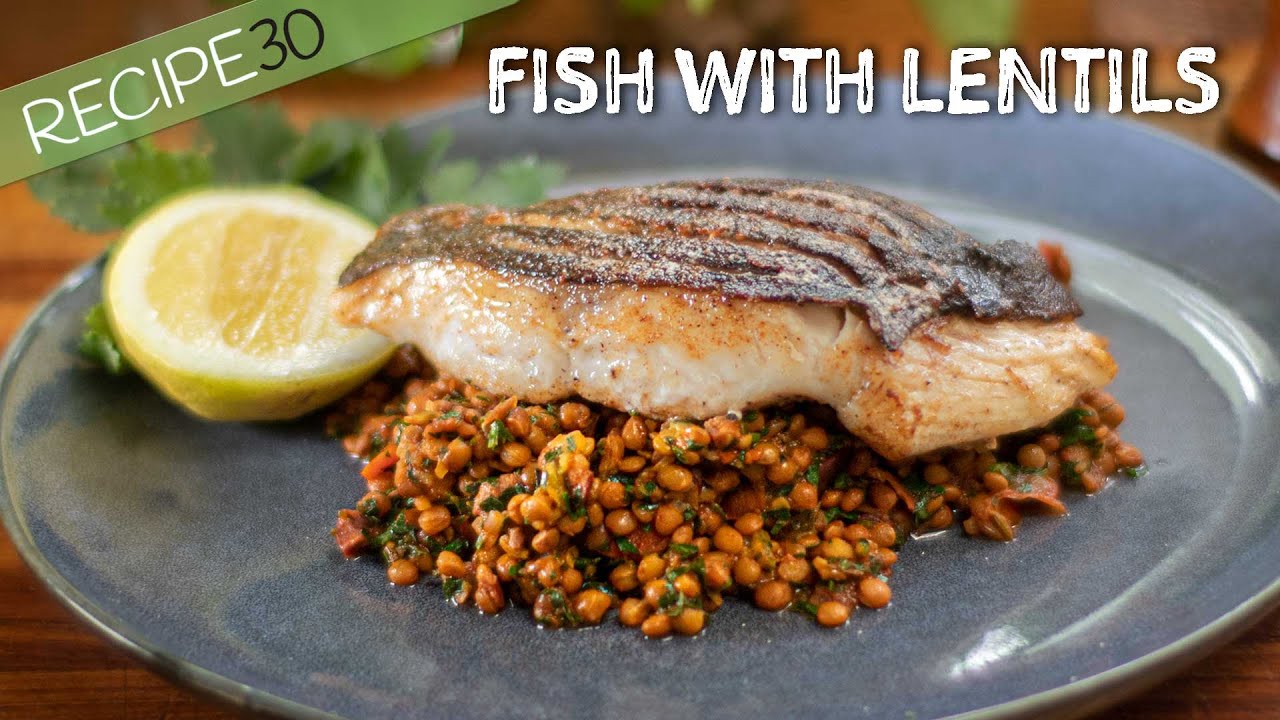 Got 20 minutes? Make this healthy Mediterranean style lentil and fish meal
