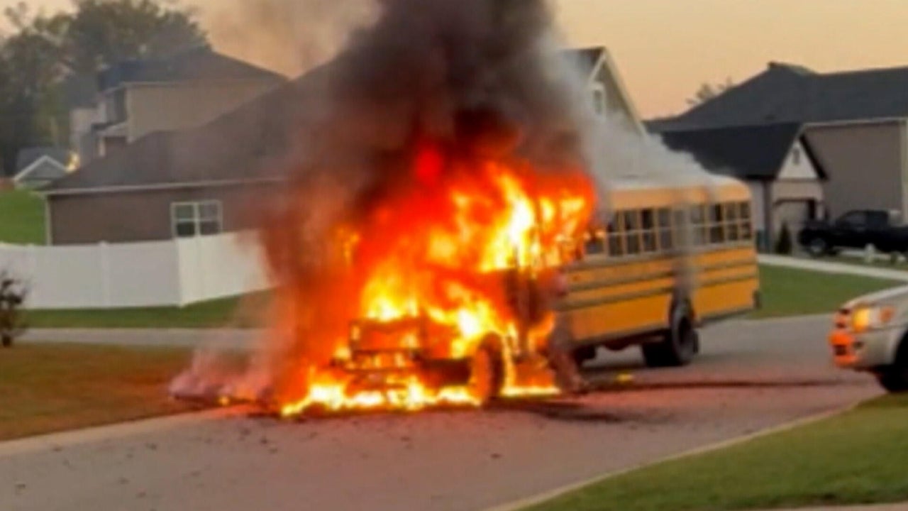 Indiana school bus driver gets children out of bus just before it goes ...