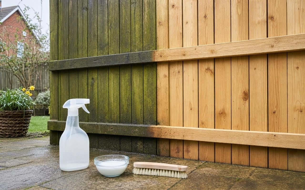 This simple kitchen staple stops green algae rotting your garden fence ...