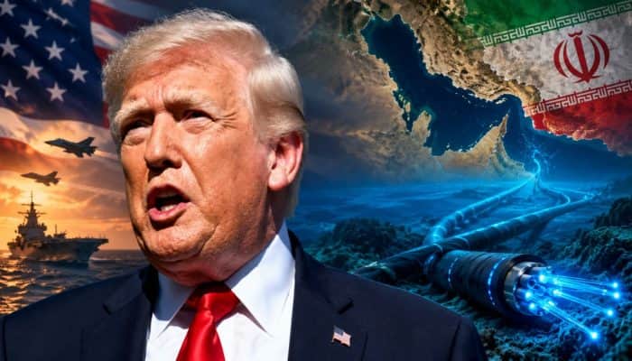 Trump Iran strikes undersea internet cables Hormuz threat