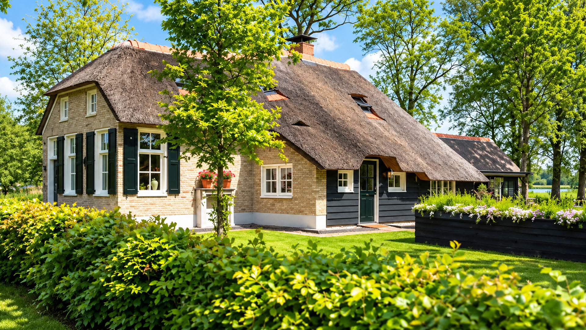 What does life look like around Giethoorn’s traditional village homes?