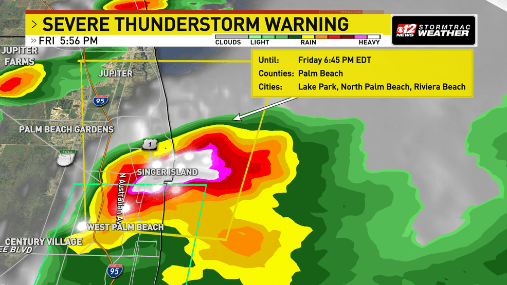 Severe thunderstorm warning issued for NE Palm Beach County until 6:45 p.m.