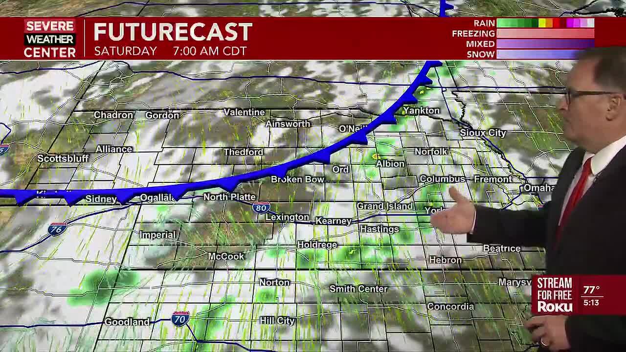 Cooler temperatures along with widespread rain chances this weekend