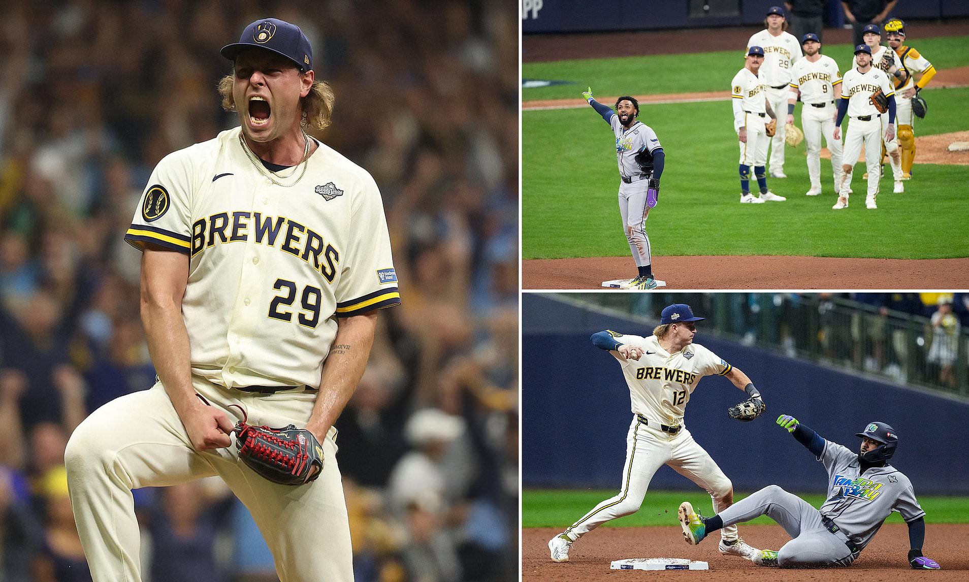 Brewers survive late scare from Rays to take game 1, 3-2, for first ...