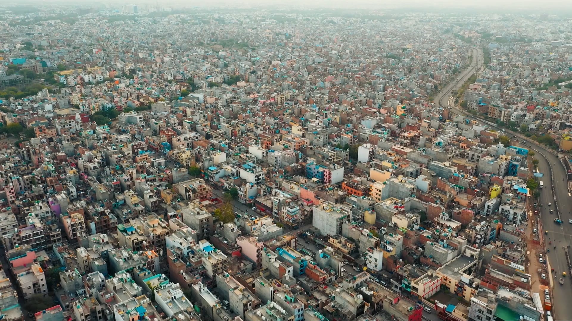 Exploring Delhi's skyline from an aerial perspective in the heart of India
