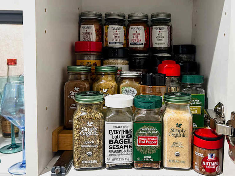 I finally decluttered my spice cabinet with this $18 space-saving ...