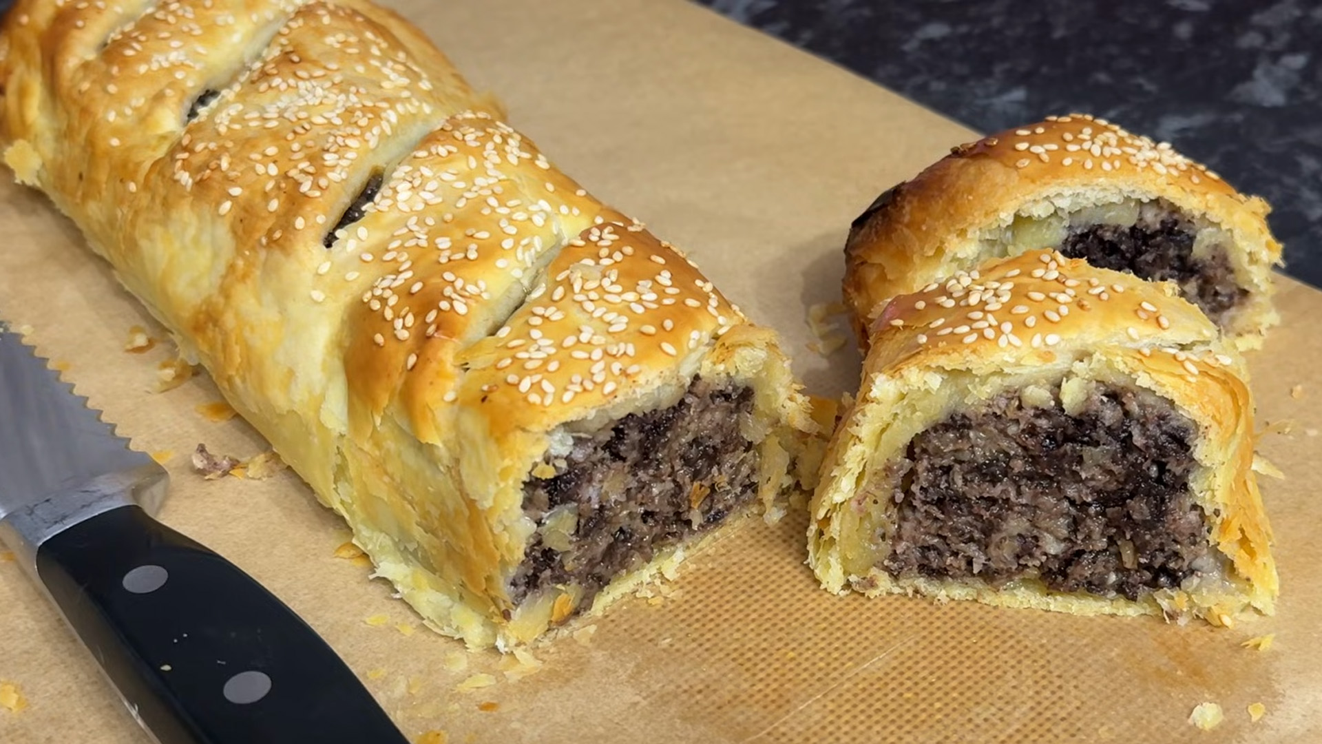 Making a delicious Scottish haggis and black pudding sausage roll recipe