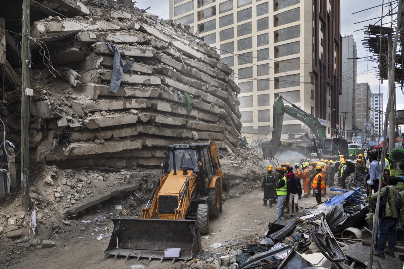 Rescuers search for seven people in Nairobi building collapse