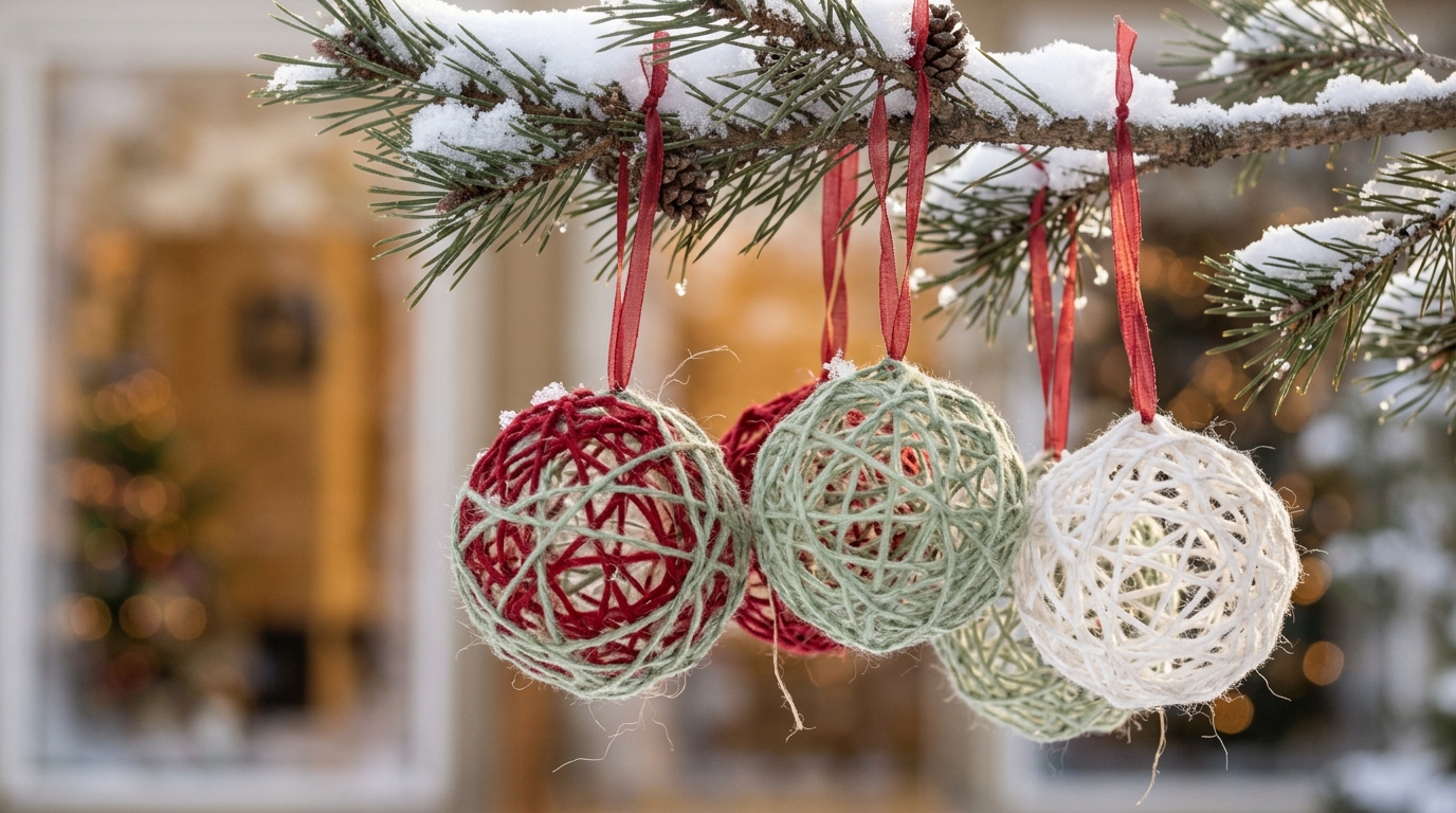 Yarn ball Christmas decor: 13 cozy ideas that look like a boutique window