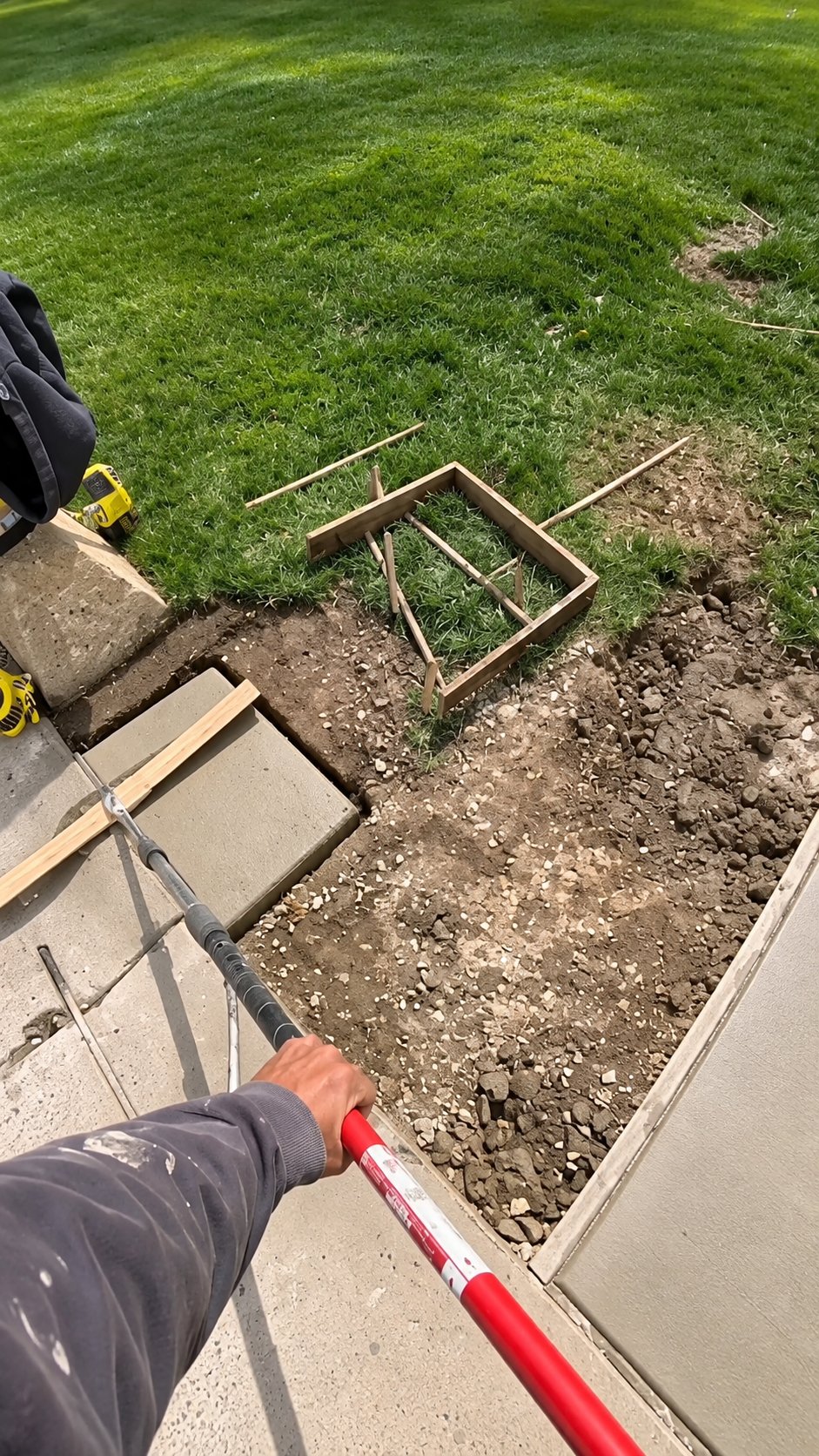 Concrete crew banter on the job