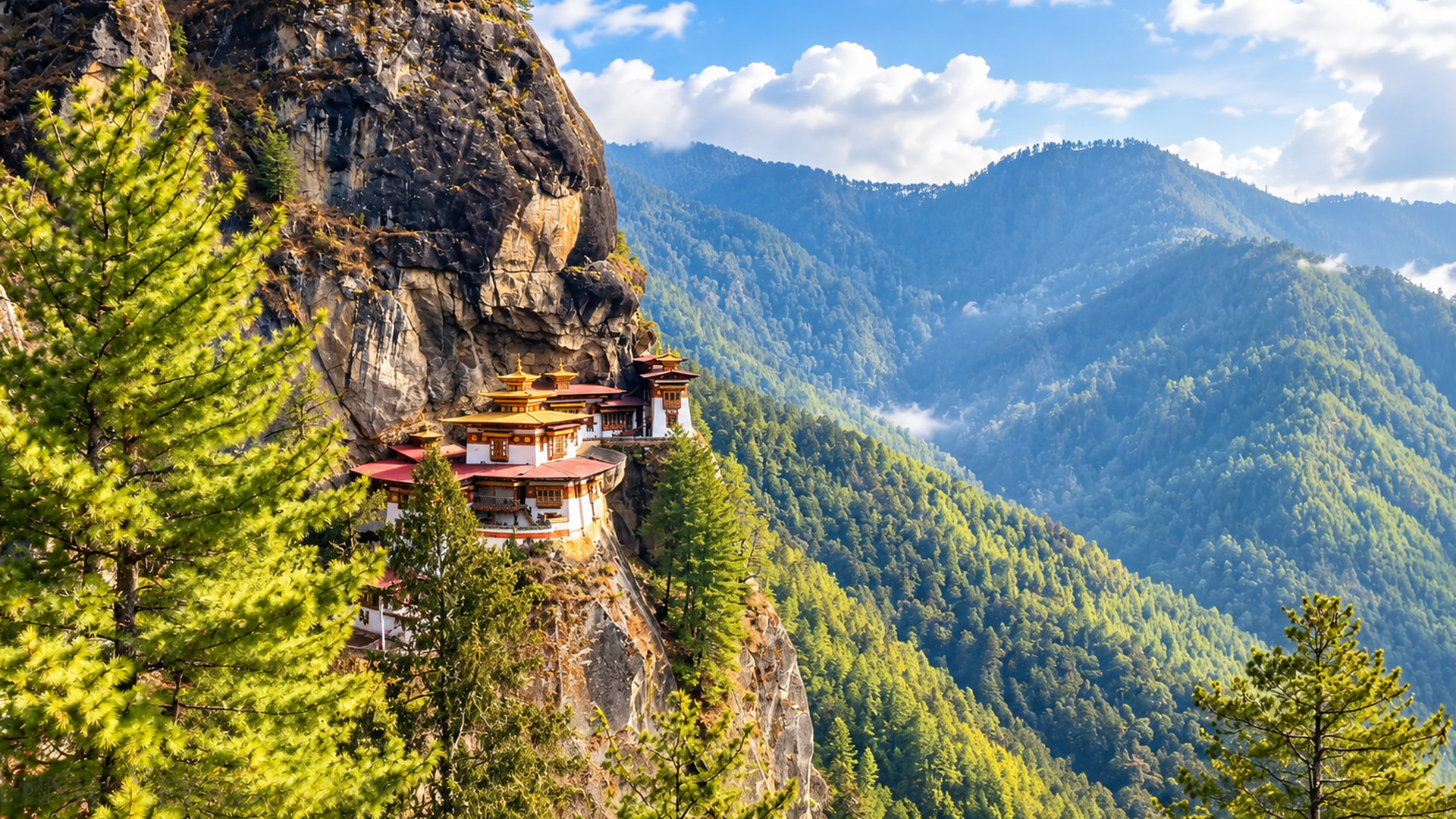 A monastery clinging to the edge of a cliff