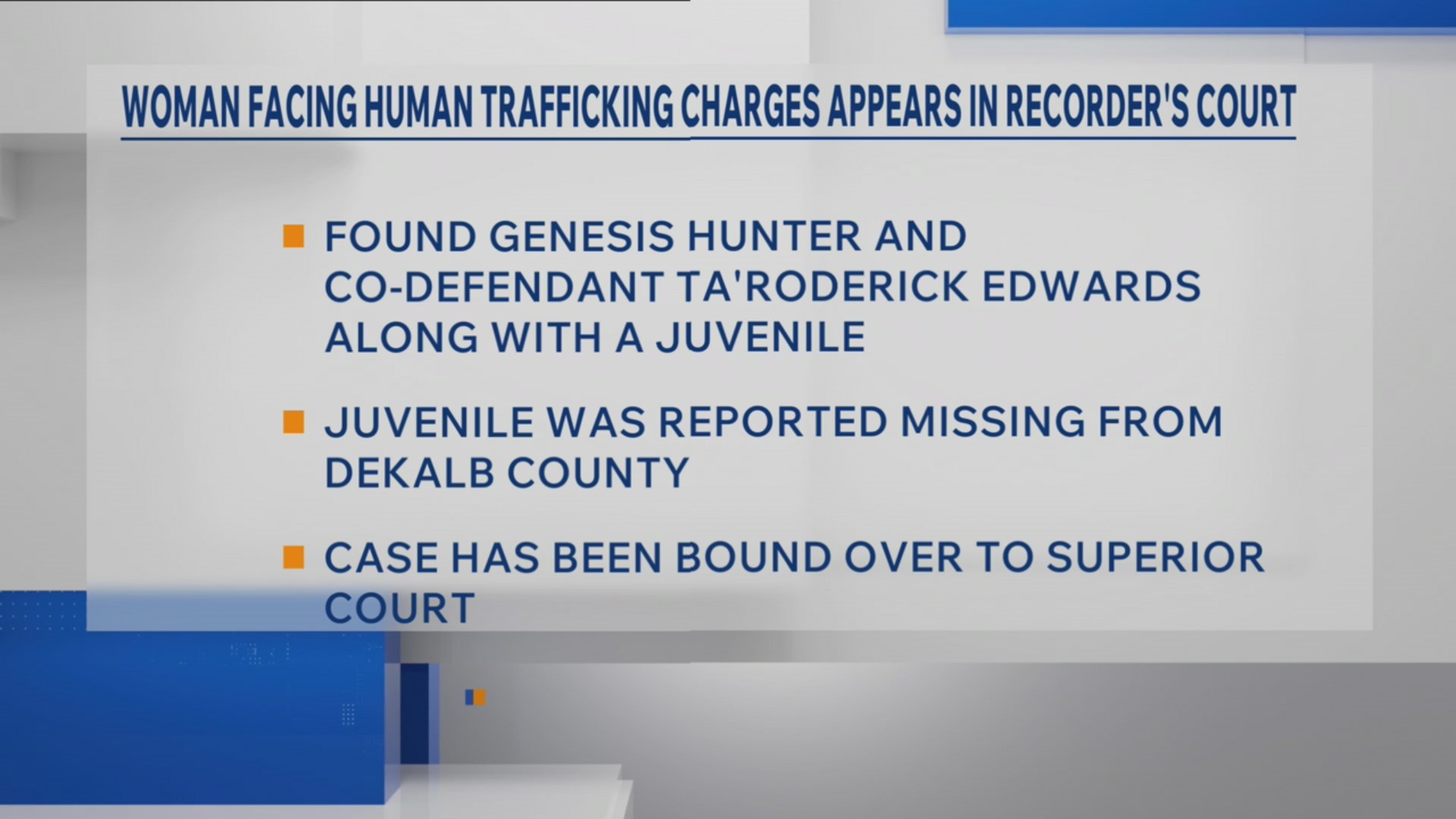 Woman facing human trafficking charges appears in recorder's court