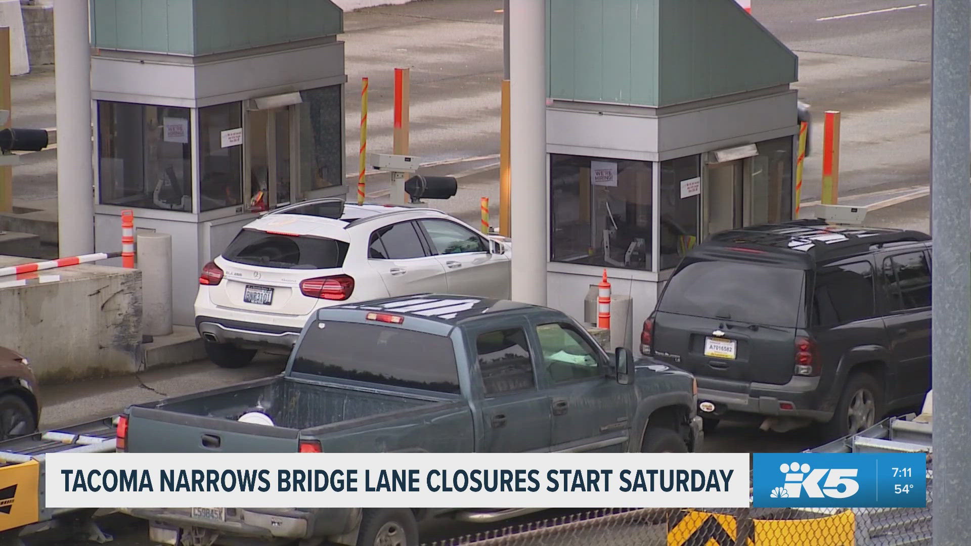 Lane closures on Tacoma Narrows Bridge start at 5 a.m. Saturday