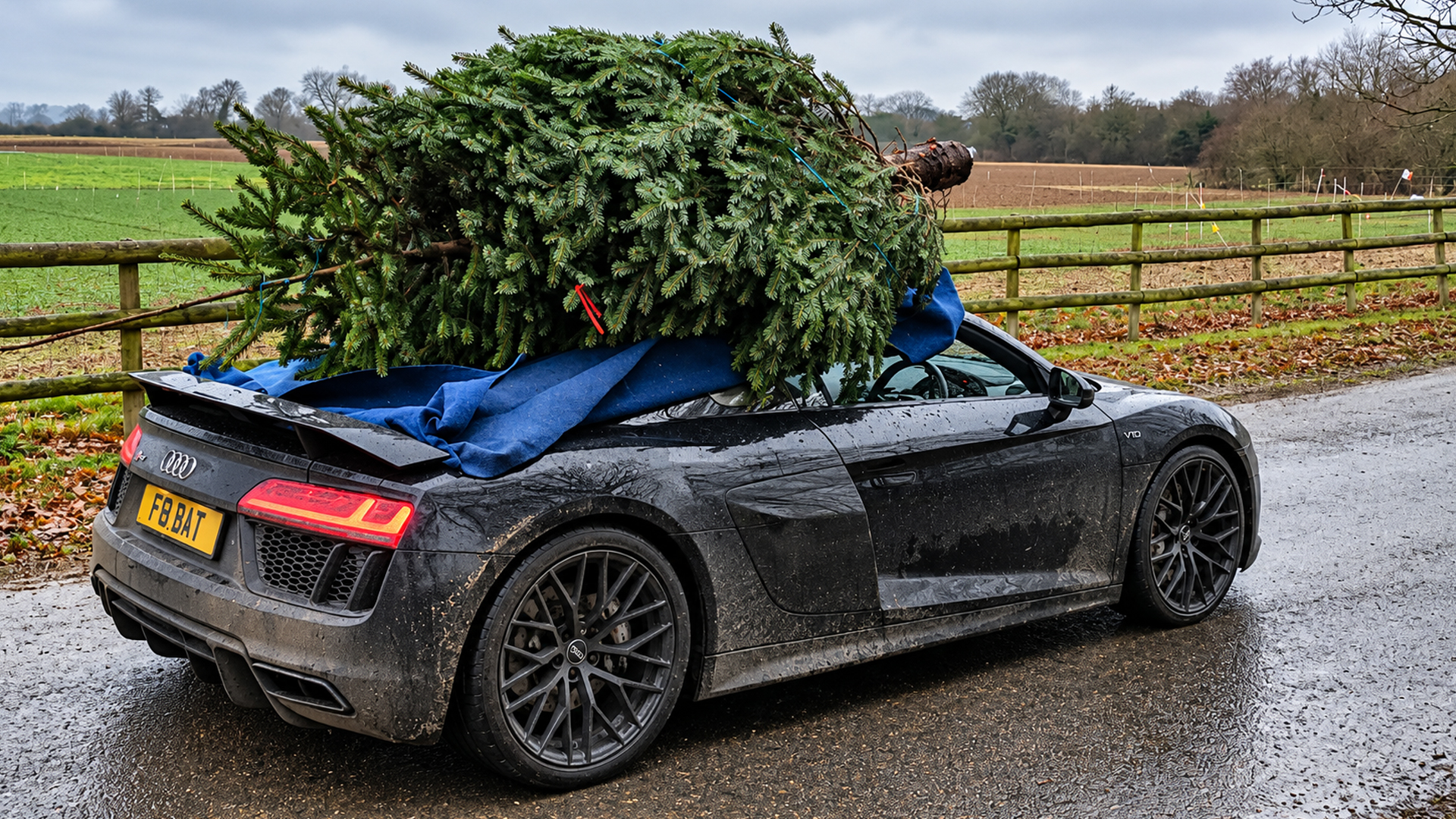 Christmas tree shopping with an Audi R8