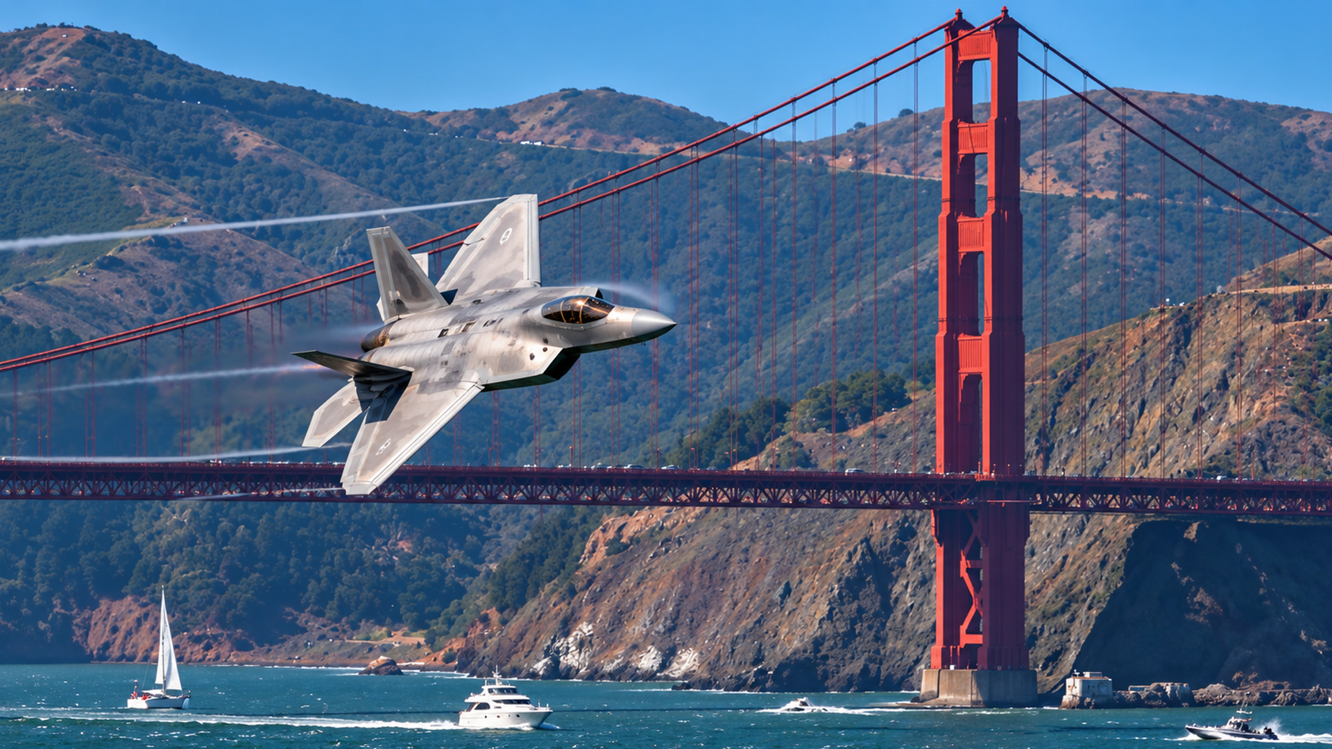 F-22 Raptor laat fakkels zien tijdens luchtshow in San Francisco